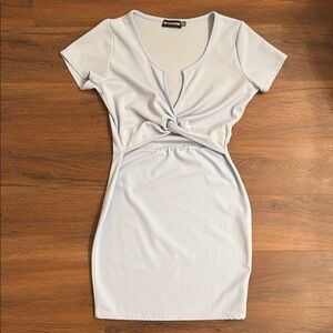 PrettyLittleThing Blue Plunge Bodycon Mini Dress